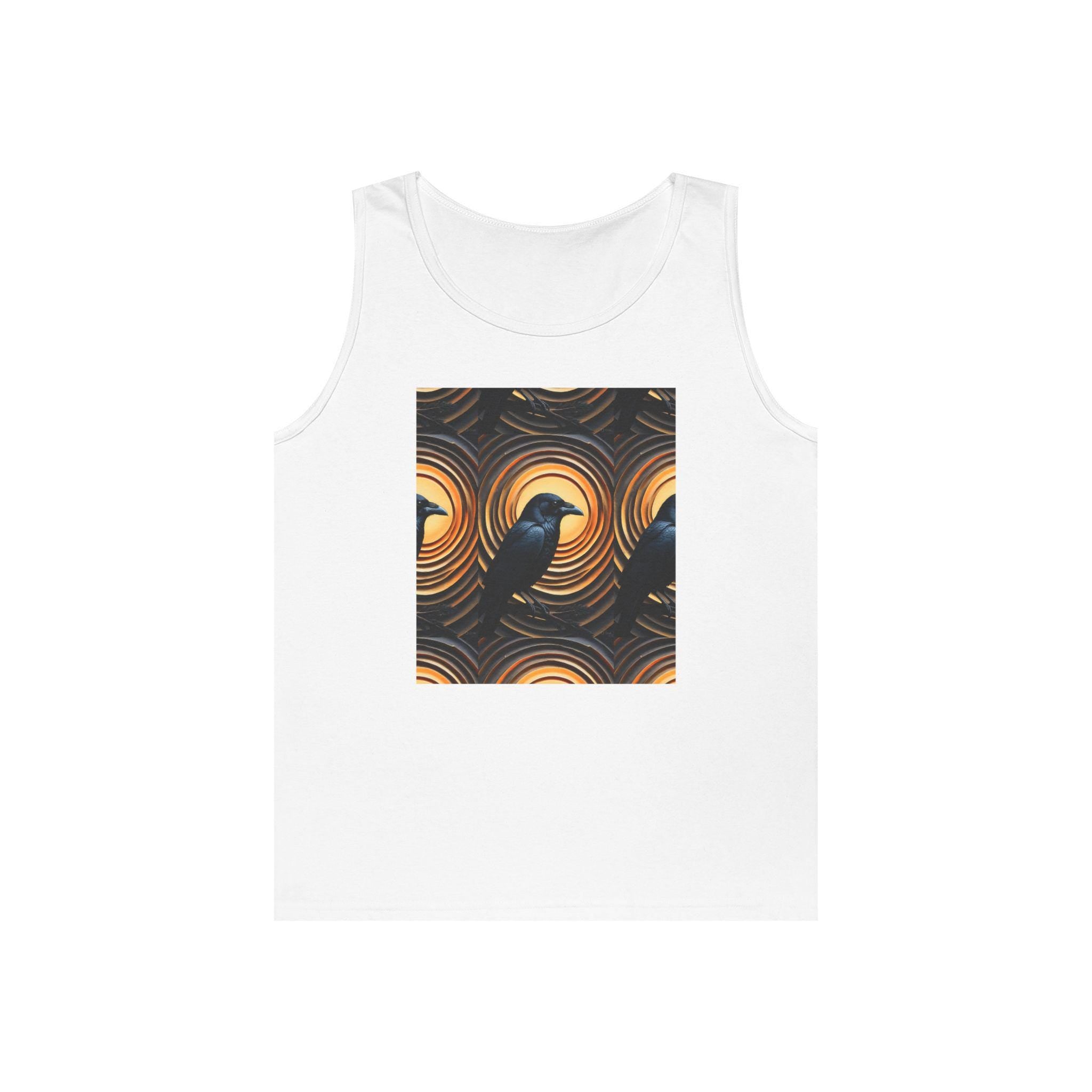 Raven Print Tank Top, Unisex Cotton Sleeveless Shirt, Boho Apparel