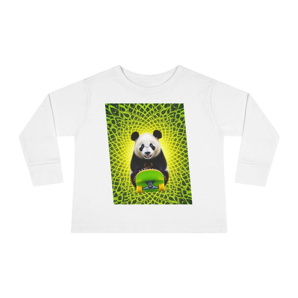 Playful Panda Toddler Tee: Eco-Friendly Cotton Long Sleeve