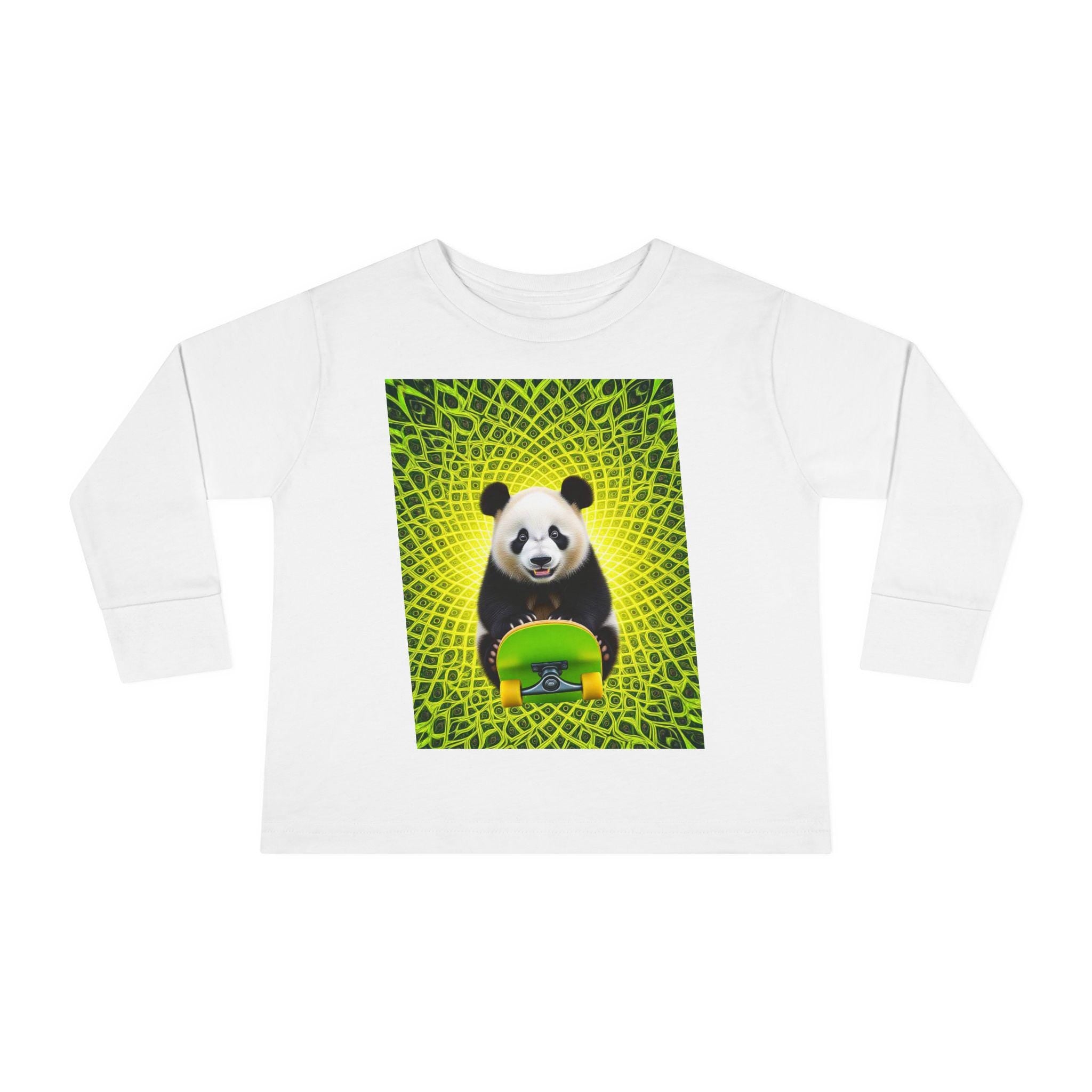 Playful Panda Toddler Tee: Eco-Friendly Cotton Long Sleeve