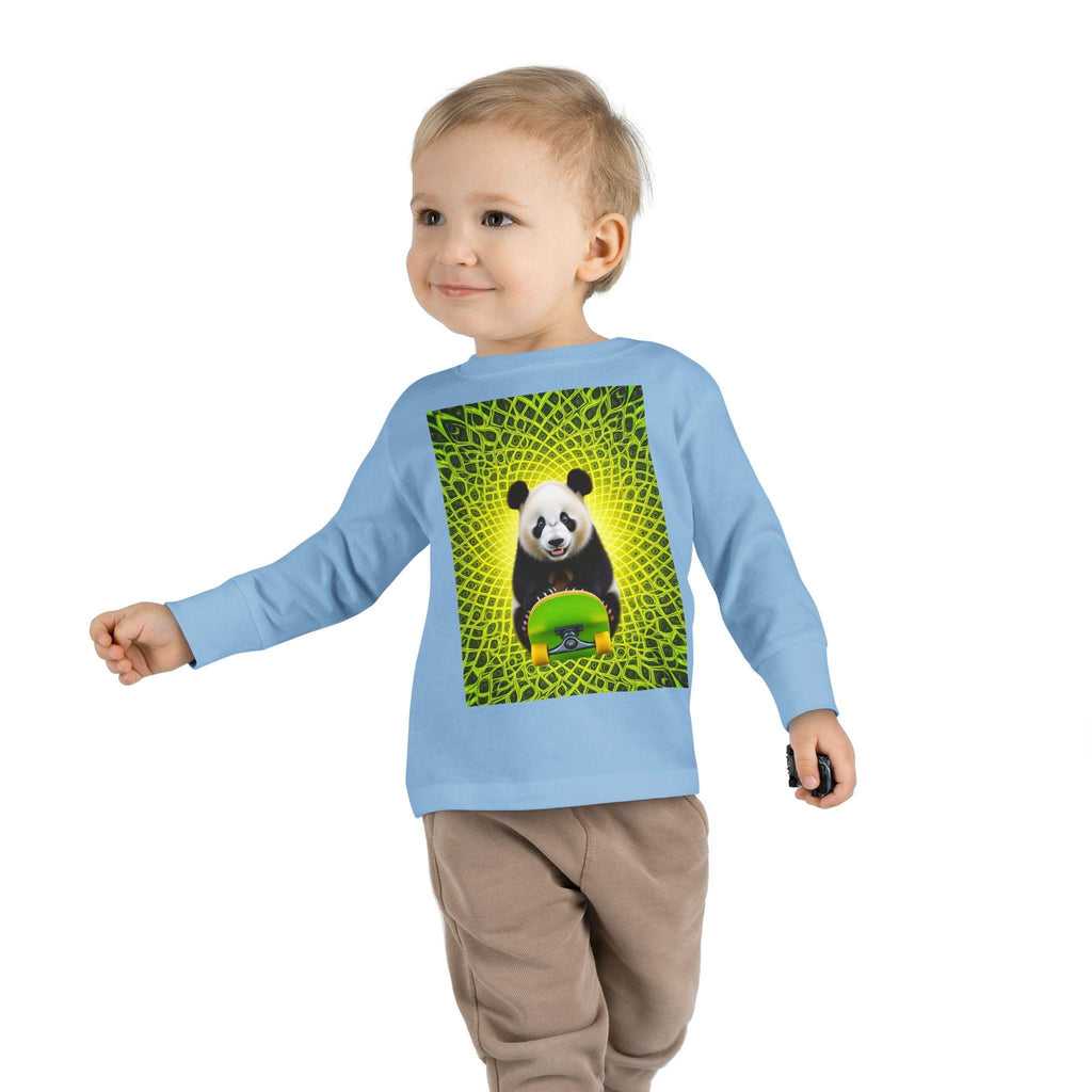 Playful Panda Toddler Tee: Eco-Friendly Cotton Long Sleeve
