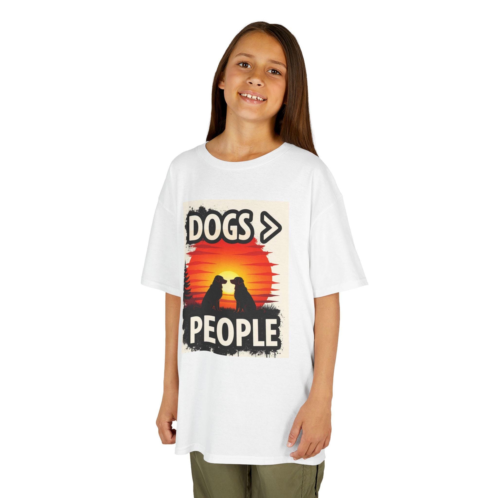 Kids 'Dogs > People' Cotton Tee: Animal Lover Gift