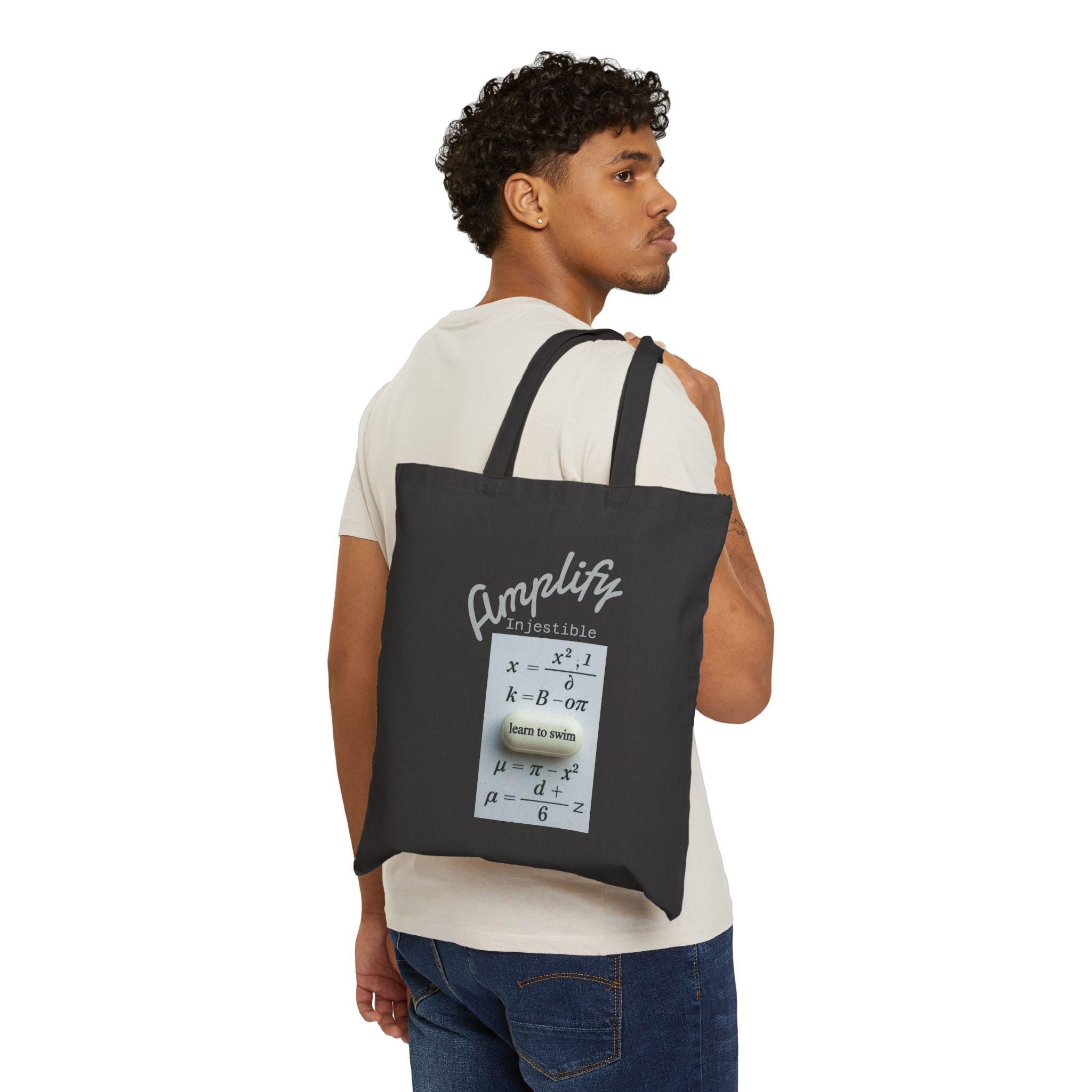 Inspirational Cotton Canvas Tote Bag: Math Equations Graphic