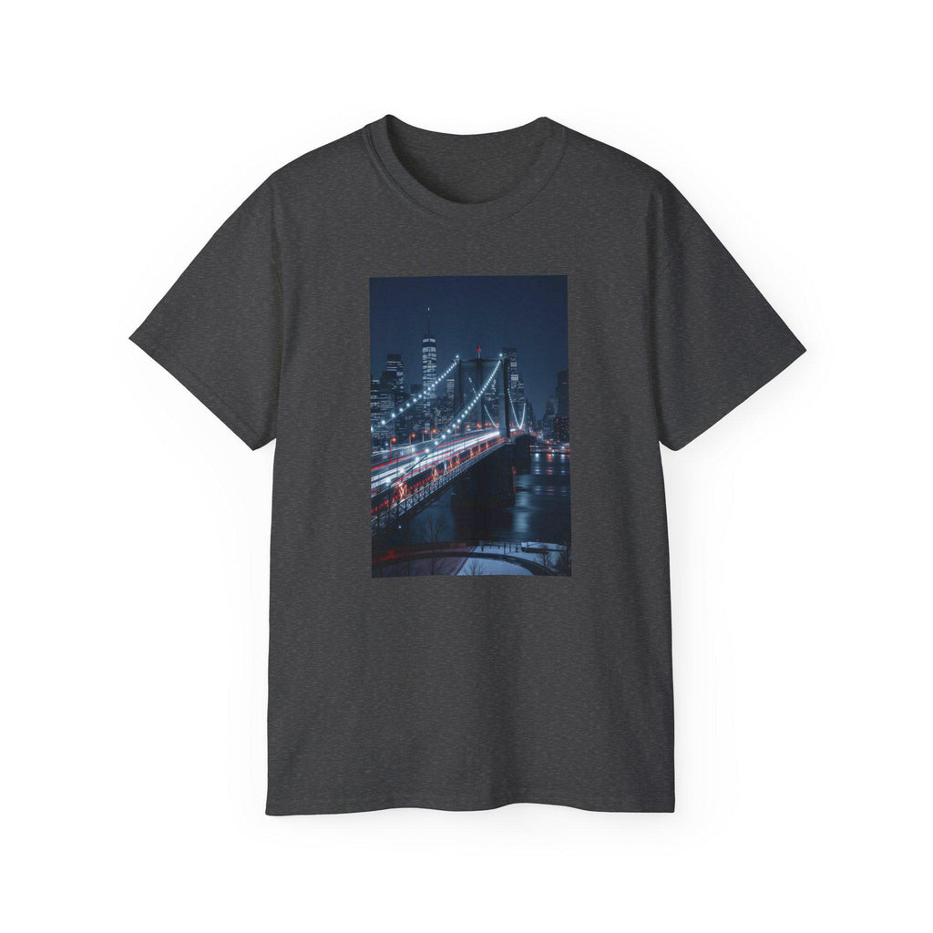 Cityscape Bridge Graphic Ultra Cotton Tee: Night Vibes