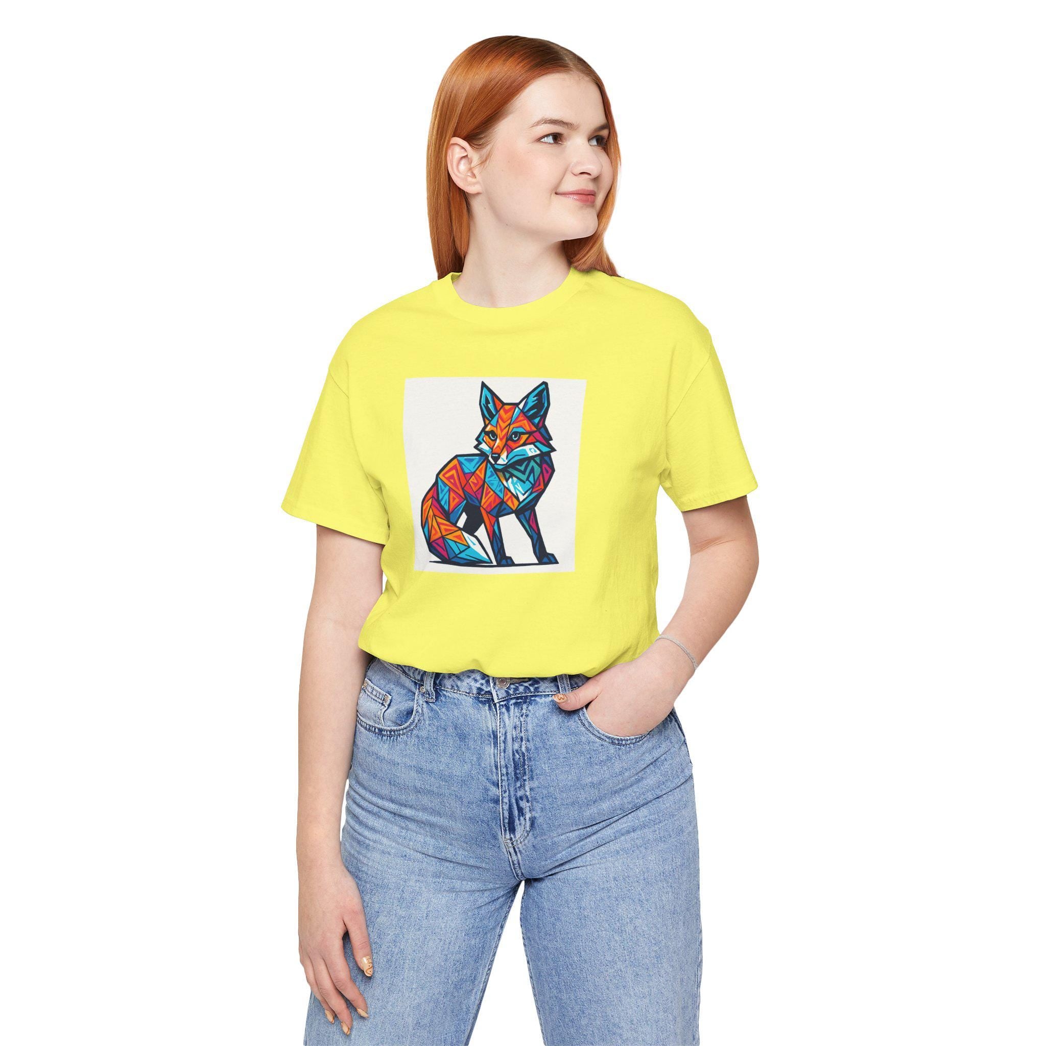 Geometric Fox Tee: Artistic Graphic Print Shirt