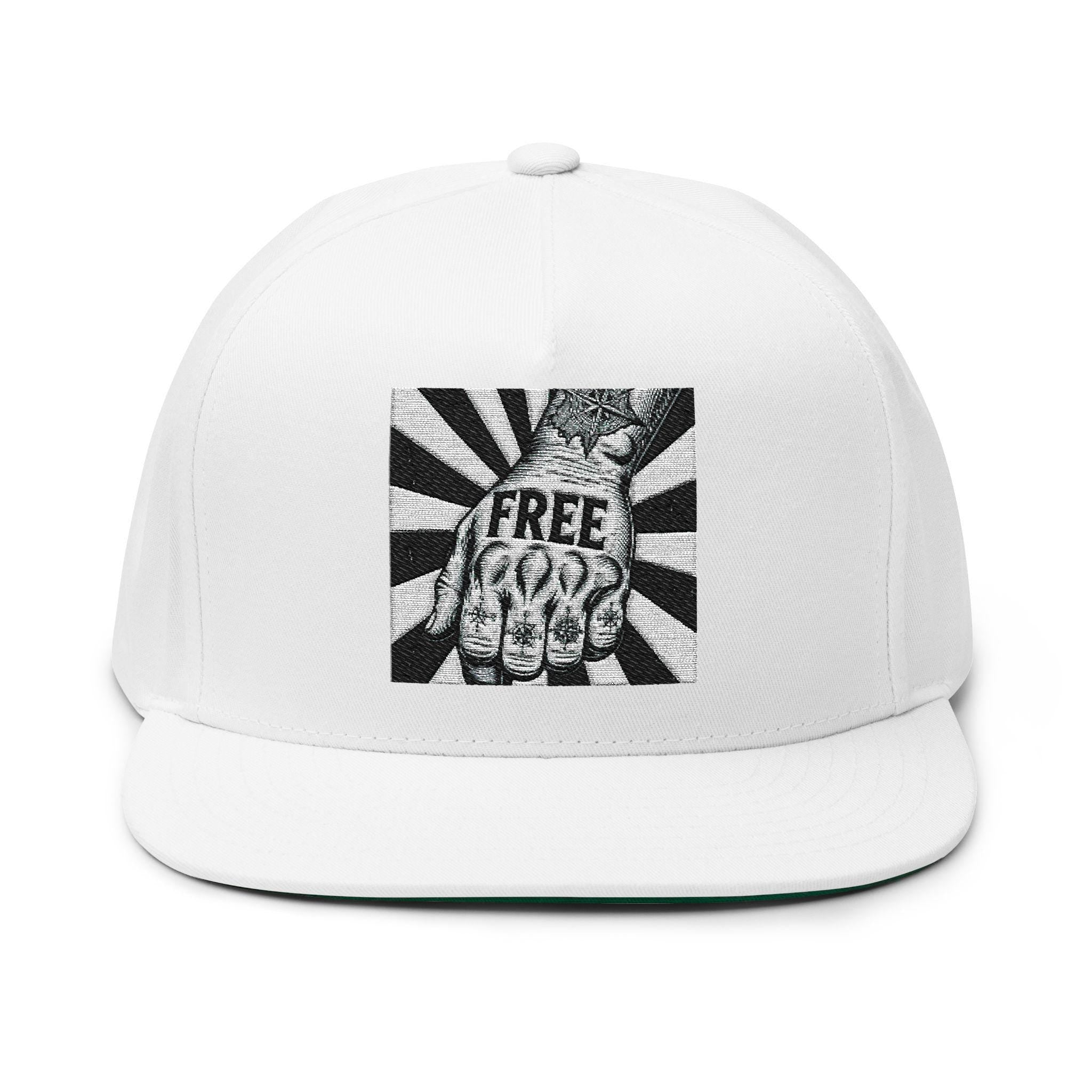 Free Spirit Embroidered Flat Bill Cap - Cotton Twill Urban Hat