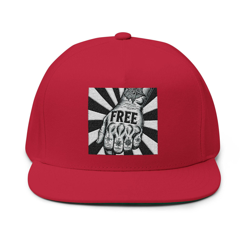 Free Spirit Embroidered Flat Bill Cap - Cotton Twill Urban Hat