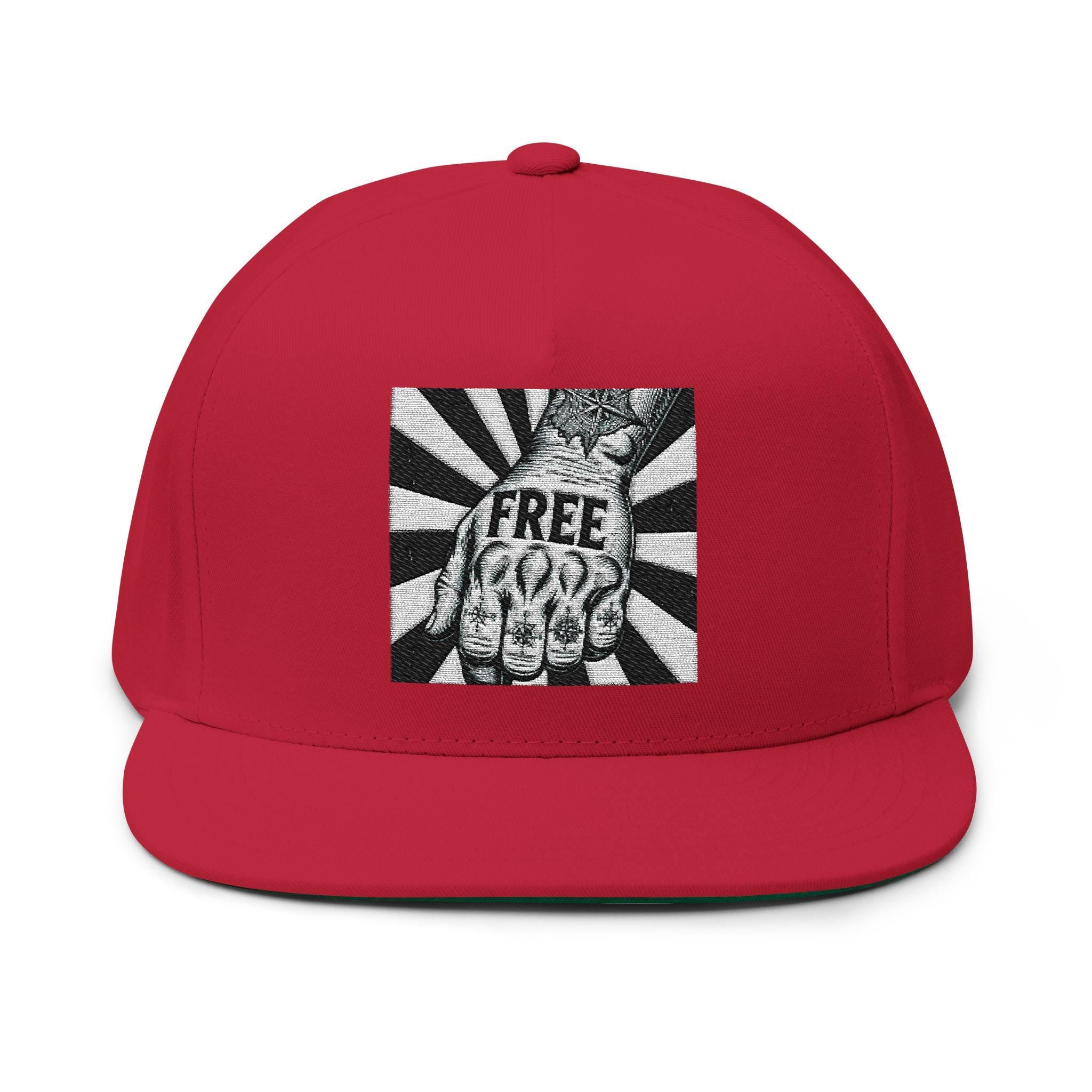 Free Spirit Embroidered Flat Bill Cap - Cotton Twill Urban Hat
