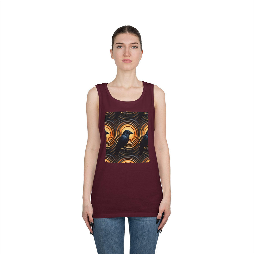 Raven Print Tank Top, Unisex Cotton Sleeveless Shirt, Boho Apparel