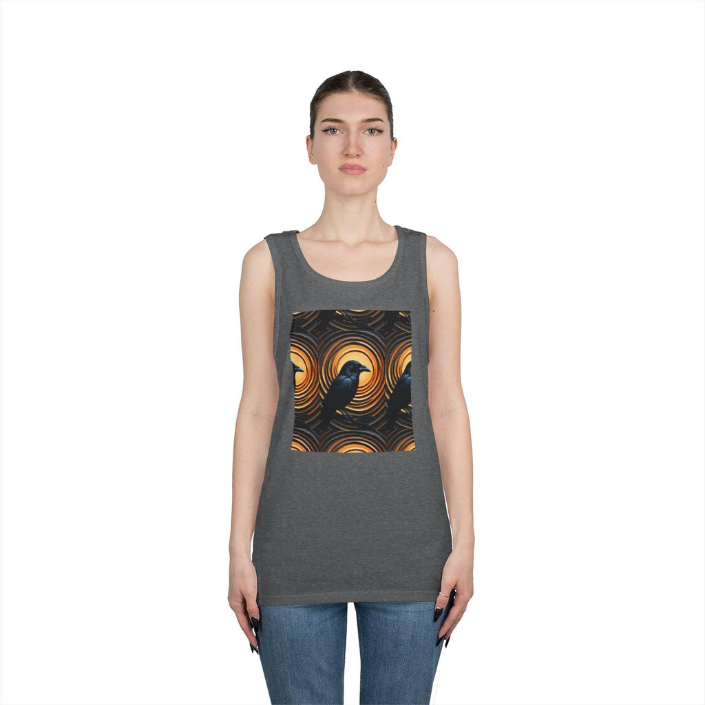 Raven Print Tank Top, Unisex Cotton Sleeveless Shirt, Boho Apparel