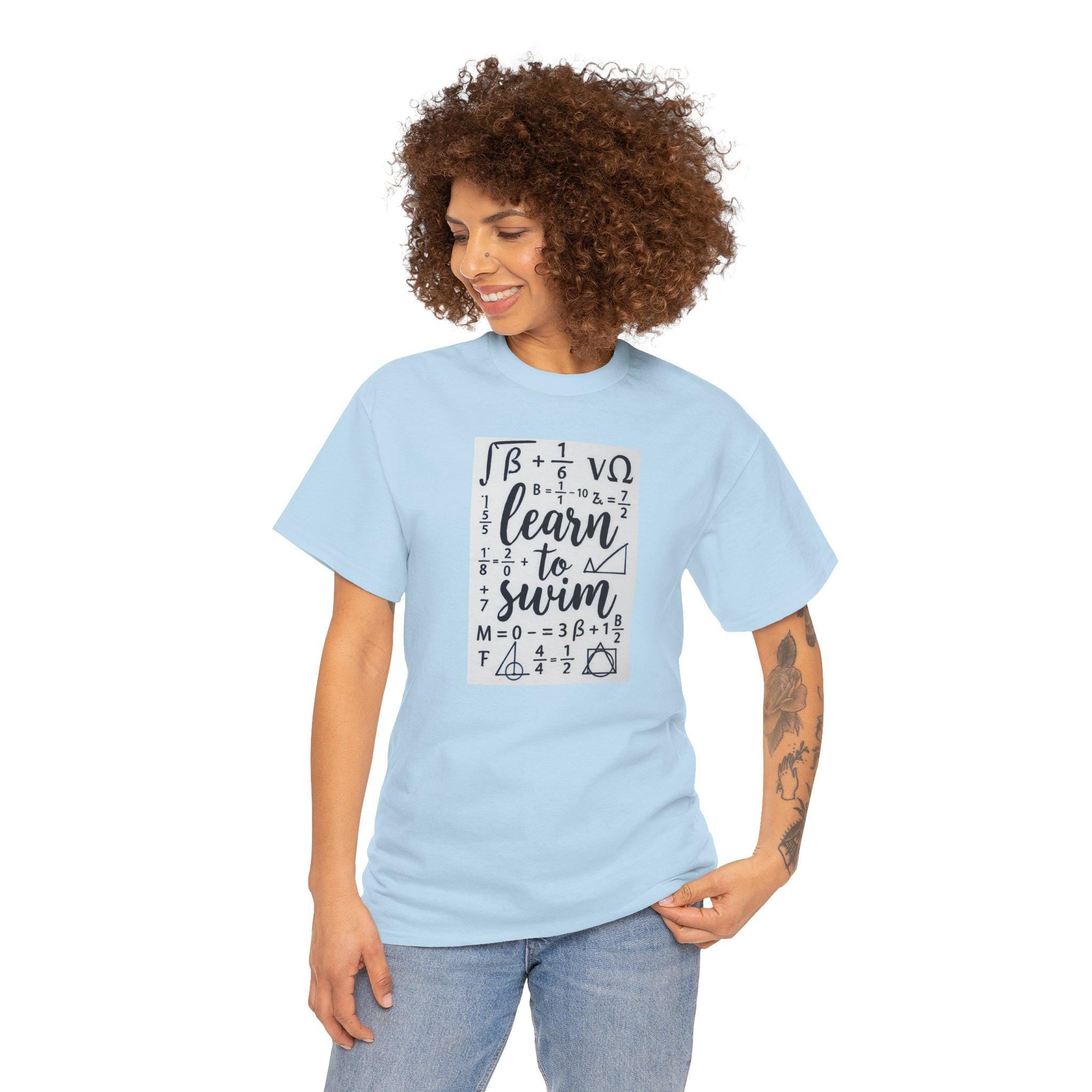 Learn To Swim Heavy Cotton Tee: Unisex Swim Lesson Shirt