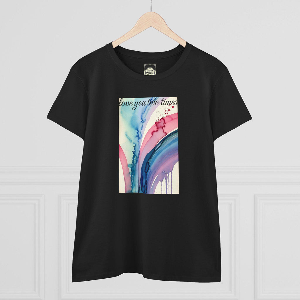 Watercolor 'Love You' Cotton Tee, Casual Graphic Shirt