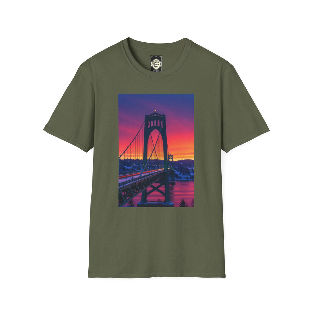 St. Johns Bridge PDX T-Shirt: Unisex Softstyle Cotton Tee