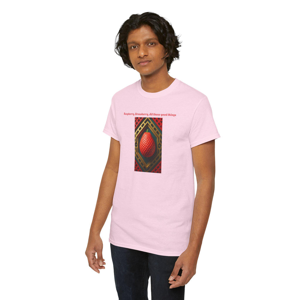 Strawberry Unisex Heavy Cotton Tee: Artistic Fruit Design