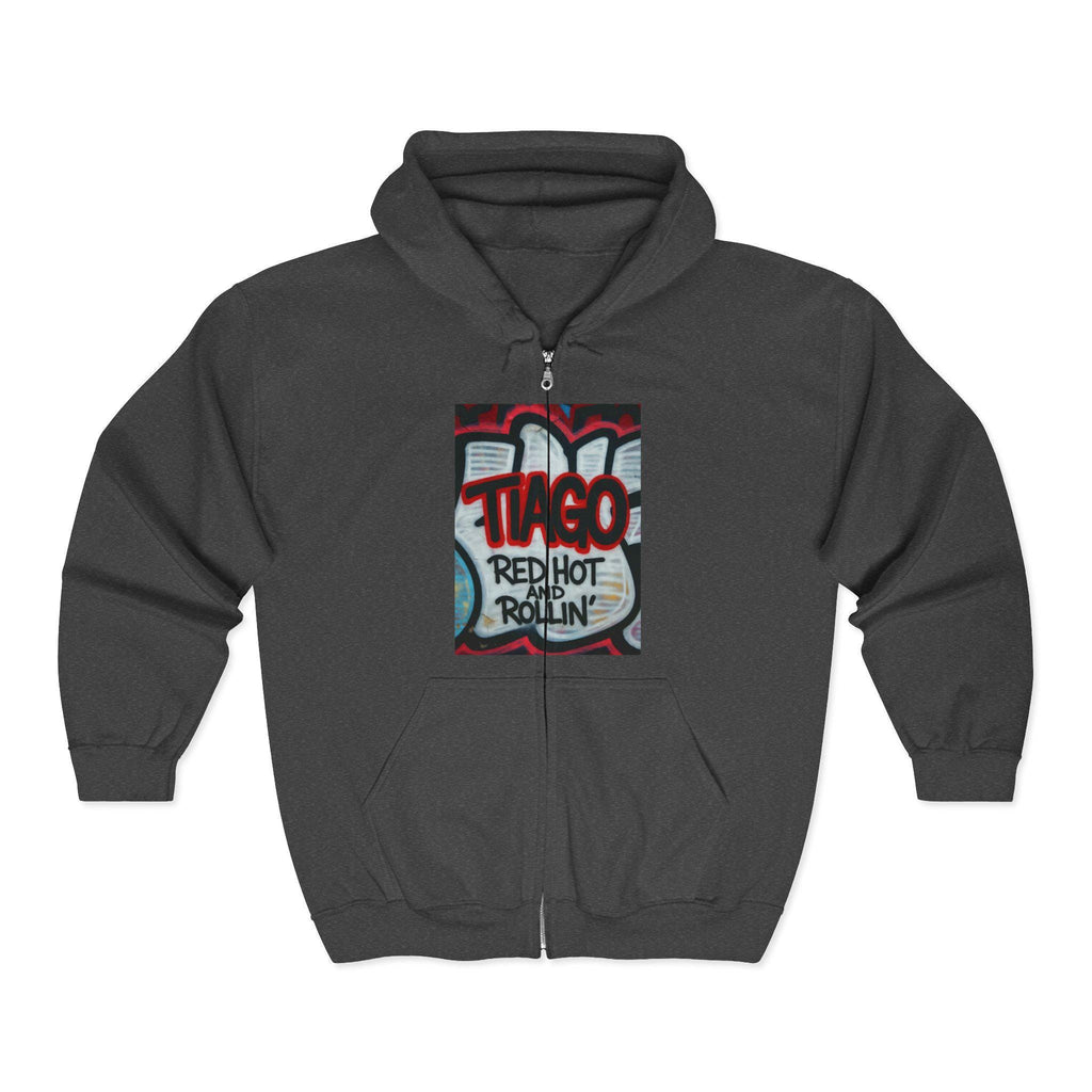 Tiago Graffiti Zip Hoodie, Unisex Street Style Sweatshirt
