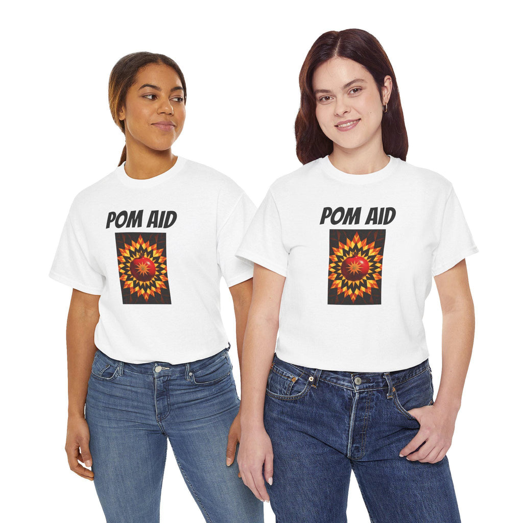 Vibrant 'POM AID' Graphic Tee - Unisex Music Festival Shirt