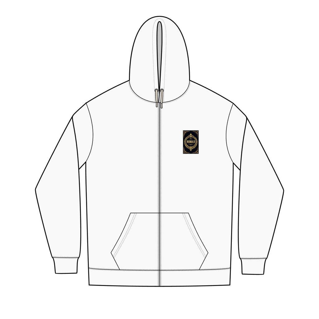 Eco-Friendly Re-Fleece Hoodie: 'Rebuild' Graphic, Full Zip
