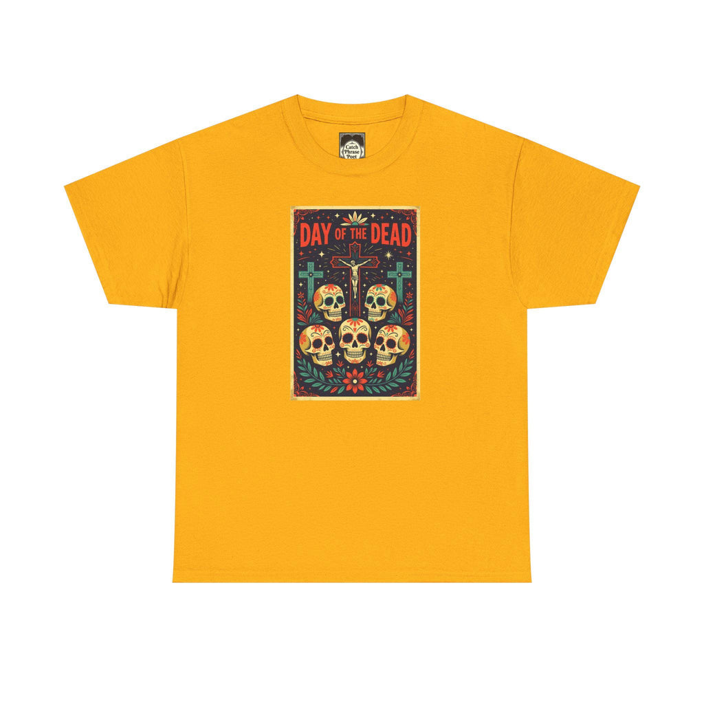 Day of the Dead Unisex Heavy Cotton Tee, Festival Tee, Skull Shirt, Halloween Apparel, Mexican Culture Gift, Colorful Graphic T-Shirt