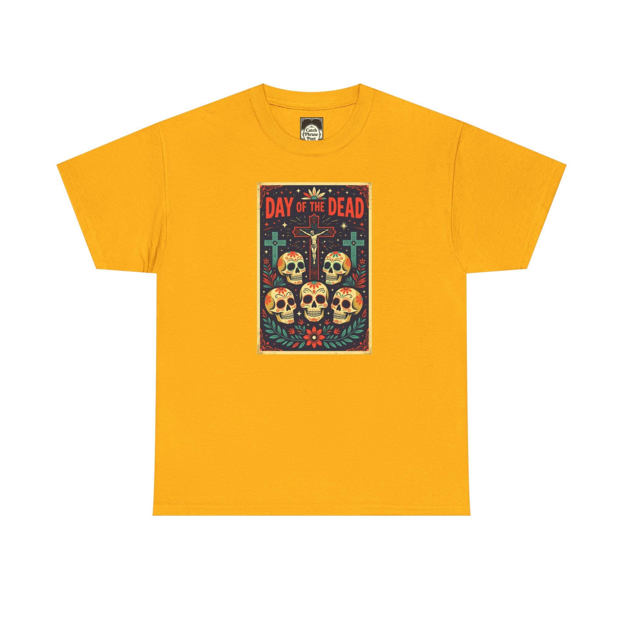 Day of the Dead Unisex Heavy Cotton Tee, Festival Tee, Skull Shirt, Halloween Apparel, Mexican Culture Gift, Colorful Graphic T-Shirt