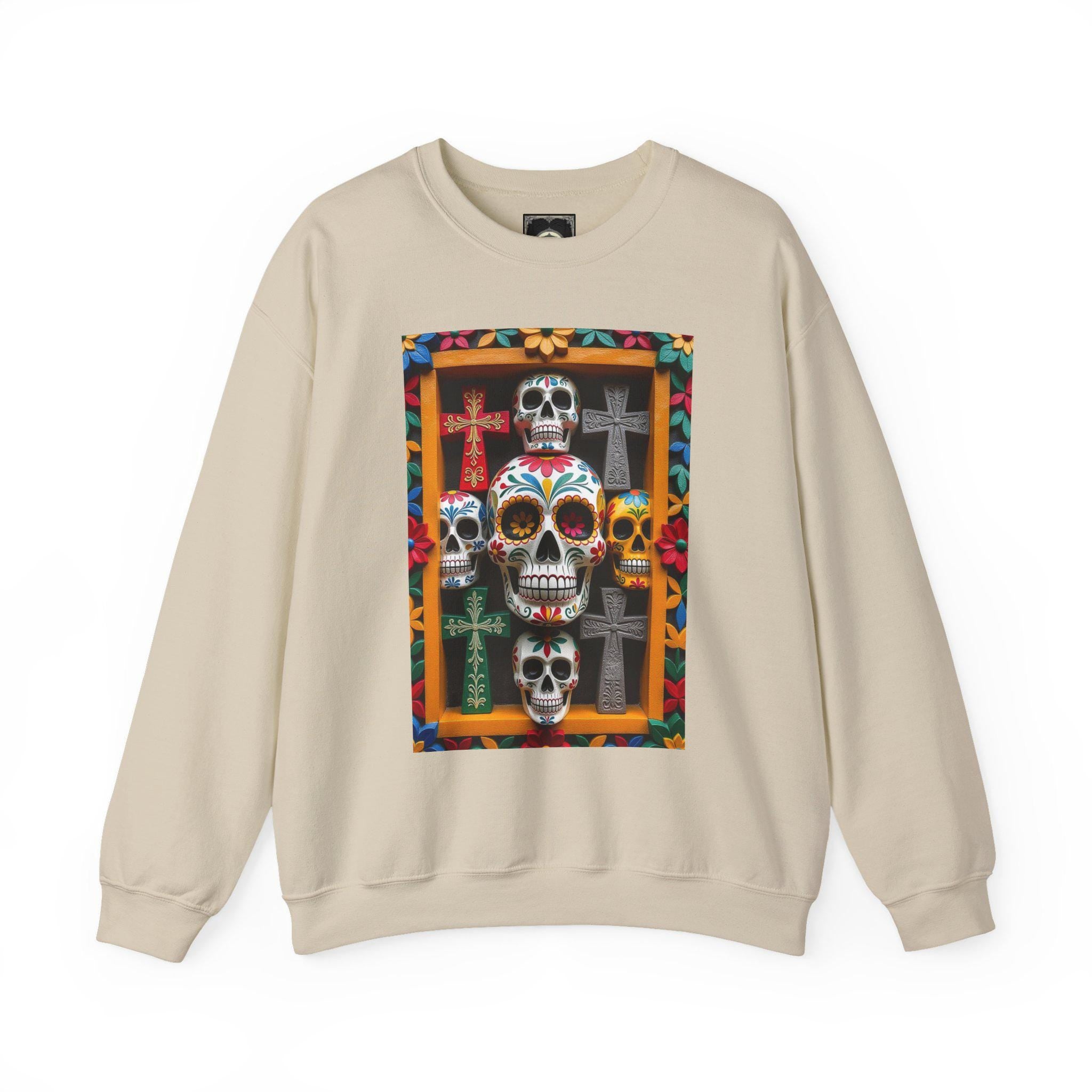 Day Of The Dead Crewneck Sweatshirt - Cozy Unisex Sweatshirt, Fall Fashion, Halloween Gift, Day of the Dead Apparel, Graphic Pullover