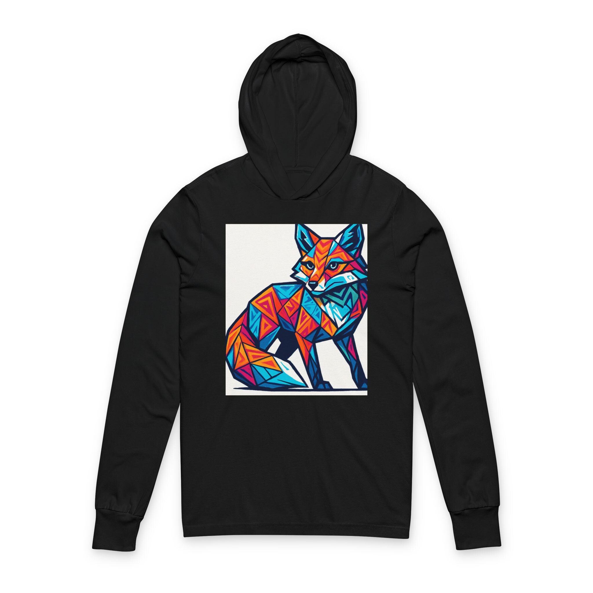 Colorful Fox Art Unisex Hoodie, Graphic Long Sleeve Tee