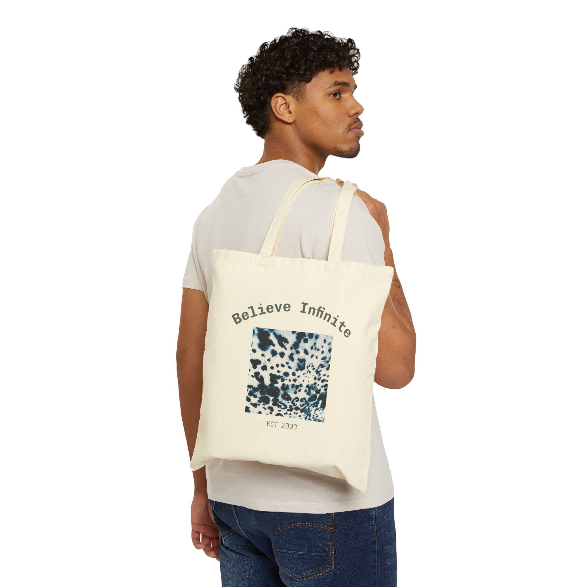 Believe Infinite Cotton Canvas Tote Bag: Eco-Friendly Reusable Shopping Bag