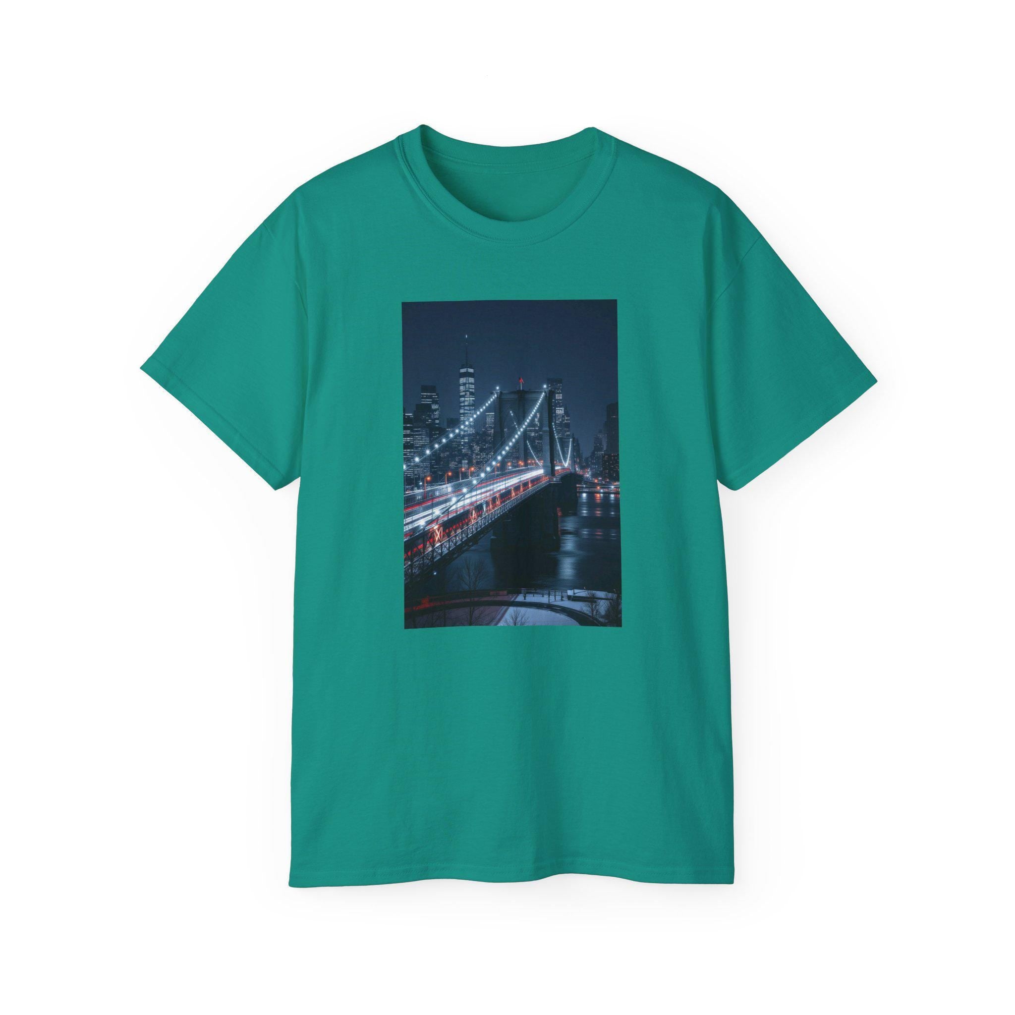 Cityscape Bridge Graphic Ultra Cotton Tee: Night Vibes