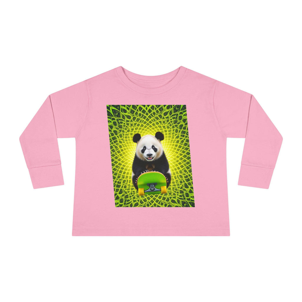 Playful Panda Toddler Tee: Eco-Friendly Cotton Long Sleeve