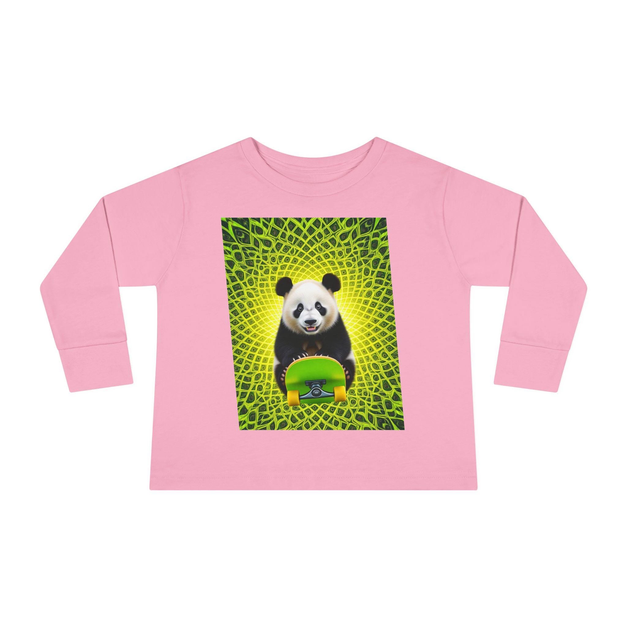 Playful Panda Toddler Tee: Eco-Friendly Cotton Long Sleeve