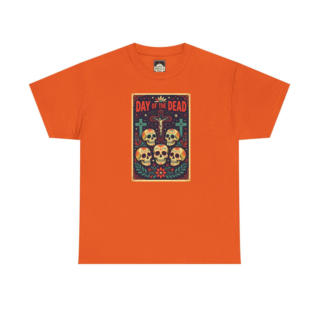 Day of the Dead Unisex Heavy Cotton Tee, Festival Tee, Skull Shirt, Halloween Apparel, Mexican Culture Gift, Colorful Graphic T-Shirt