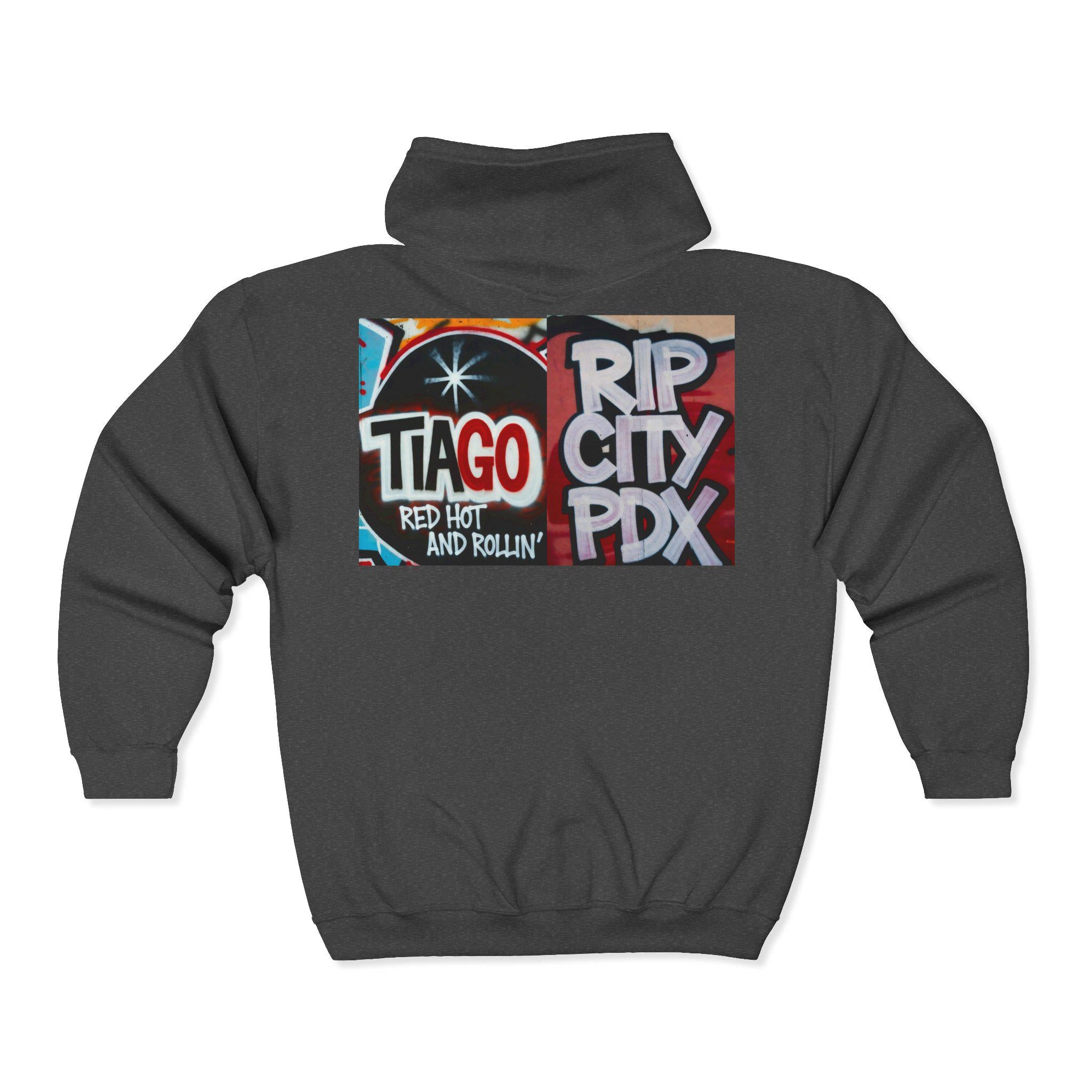 Tiago Graffiti Zip Hoodie, Unisex Street Style Sweatshirt