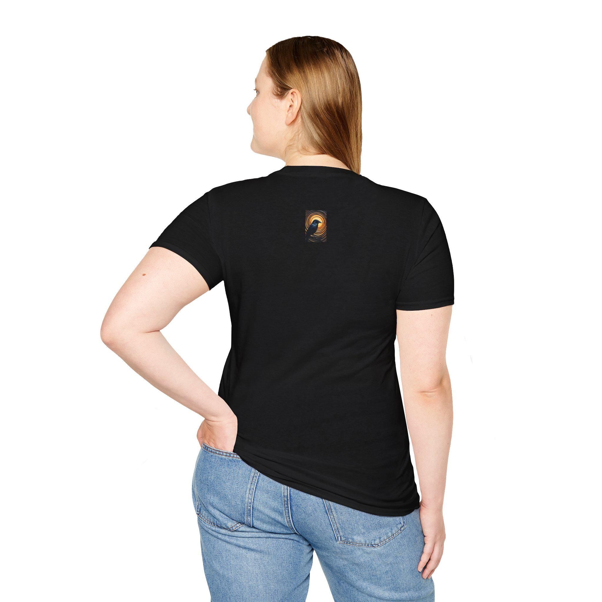 Crow Graphic Softstyle T-Shirt, Wave Pattern Unisex Tee