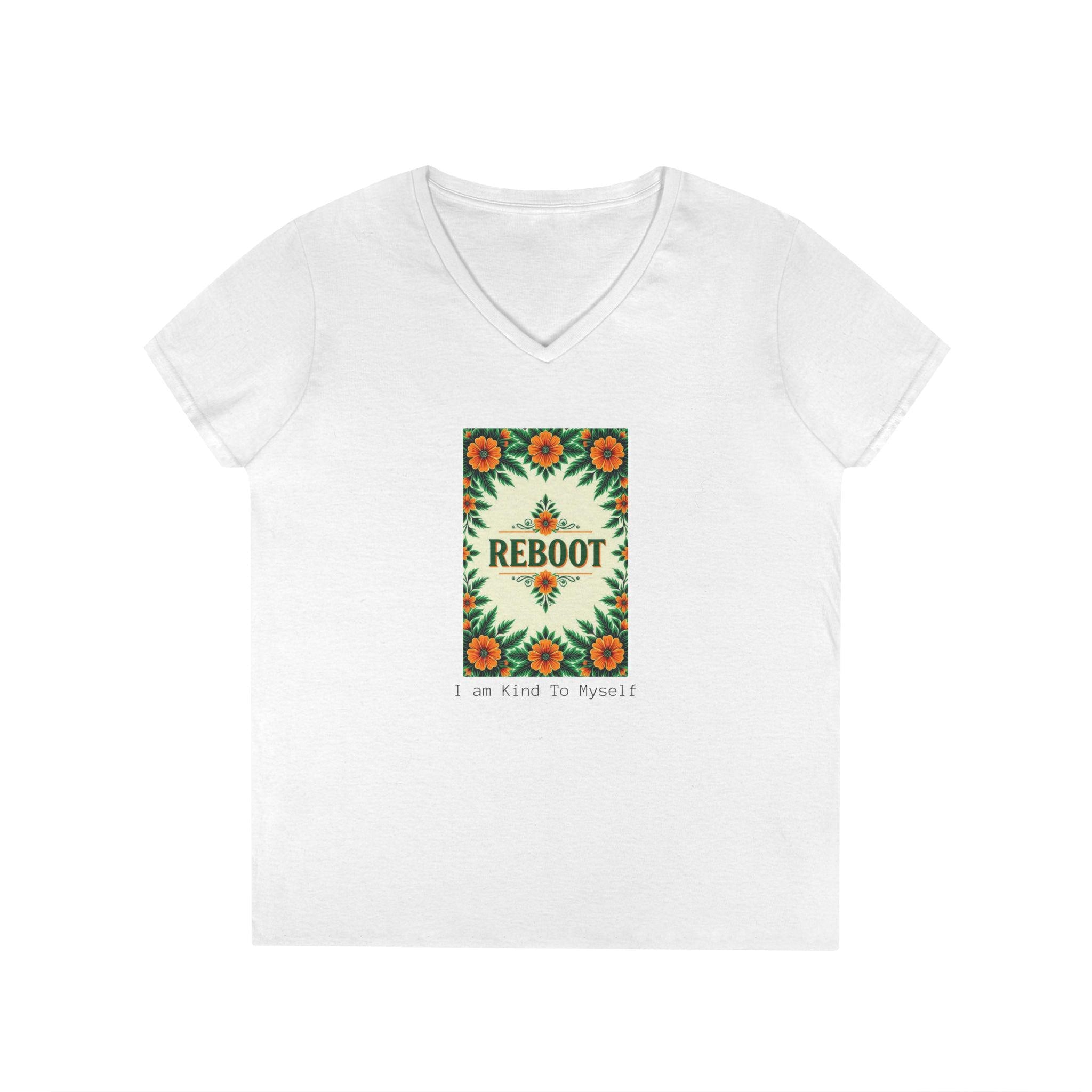 Kind One Design V-Neck T-Shirt: Women's Soft Cotton Graphic Tee