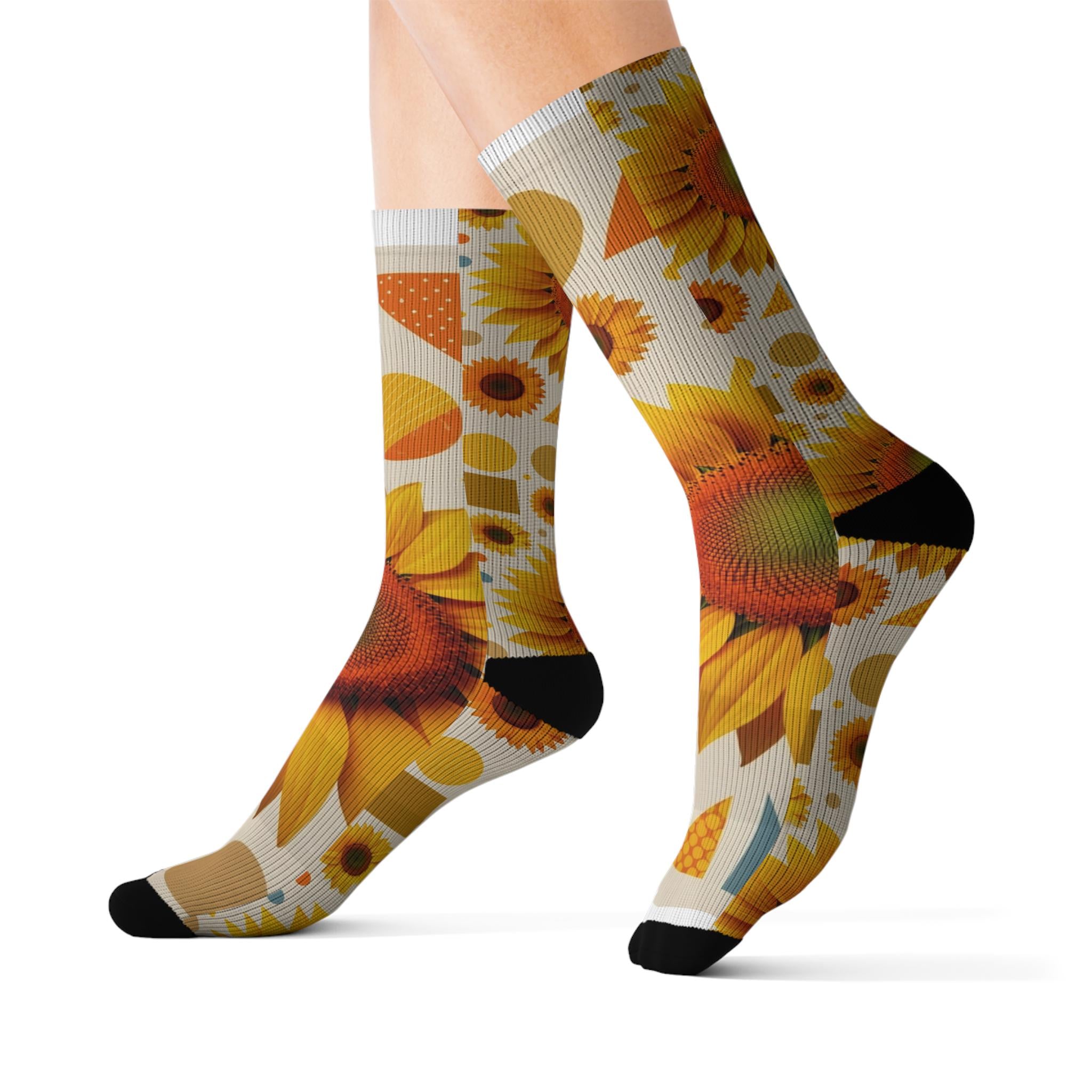 Sunflower Fleece Lined Crew Socks, Garden Gift