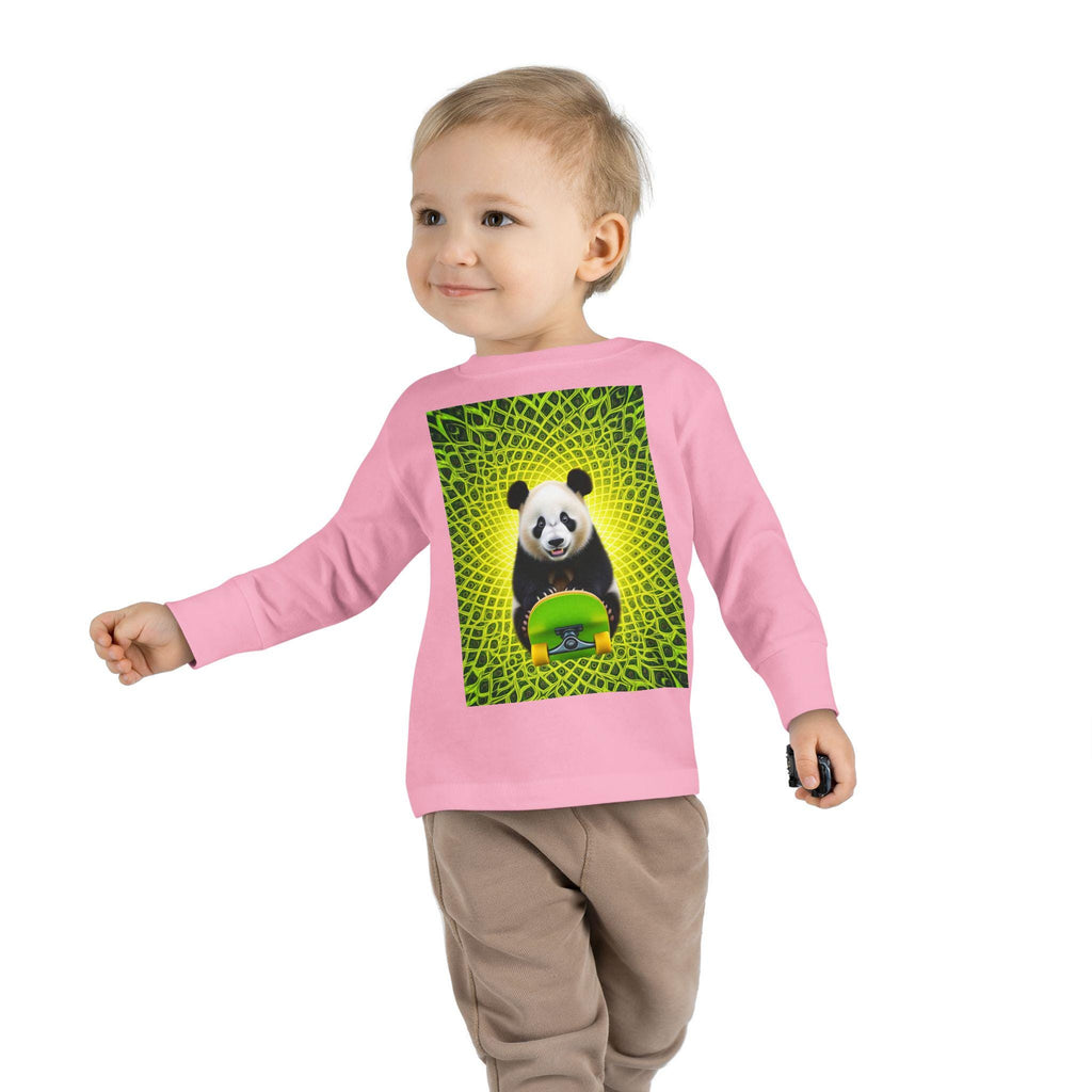 Playful Panda Toddler Tee: Eco-Friendly Cotton Long Sleeve