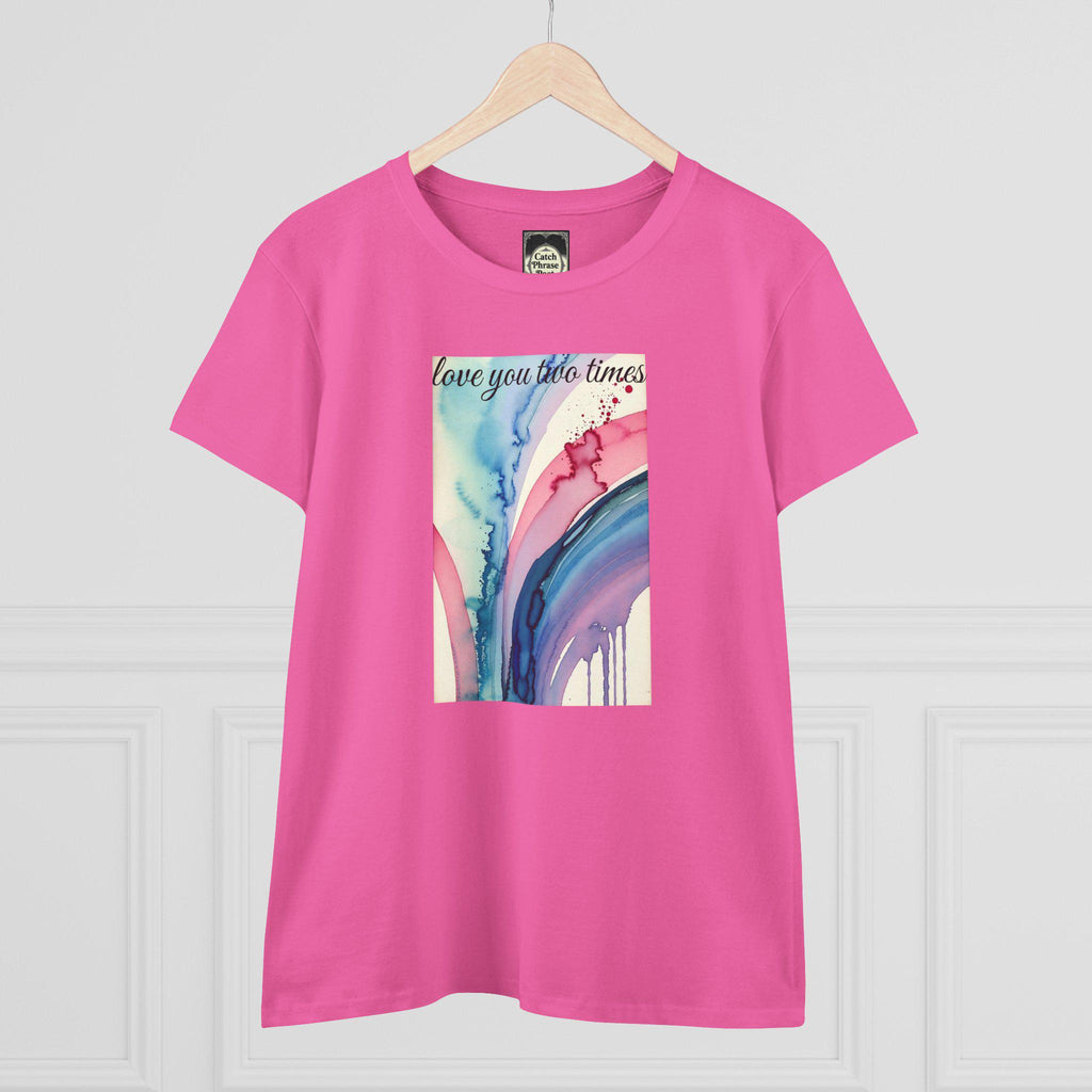 Watercolor 'Love You' Cotton Tee, Casual Graphic Shirt